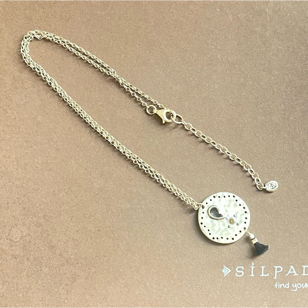 Silpada tassel fringe cut out sterling silver pendant necklace/N3349